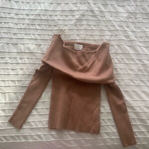 Wilfred Off-Shoulder Sweater in Soft Brown
